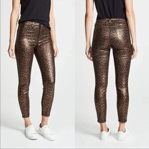 L’AGENCE Margot metallic leopard high waisted denim